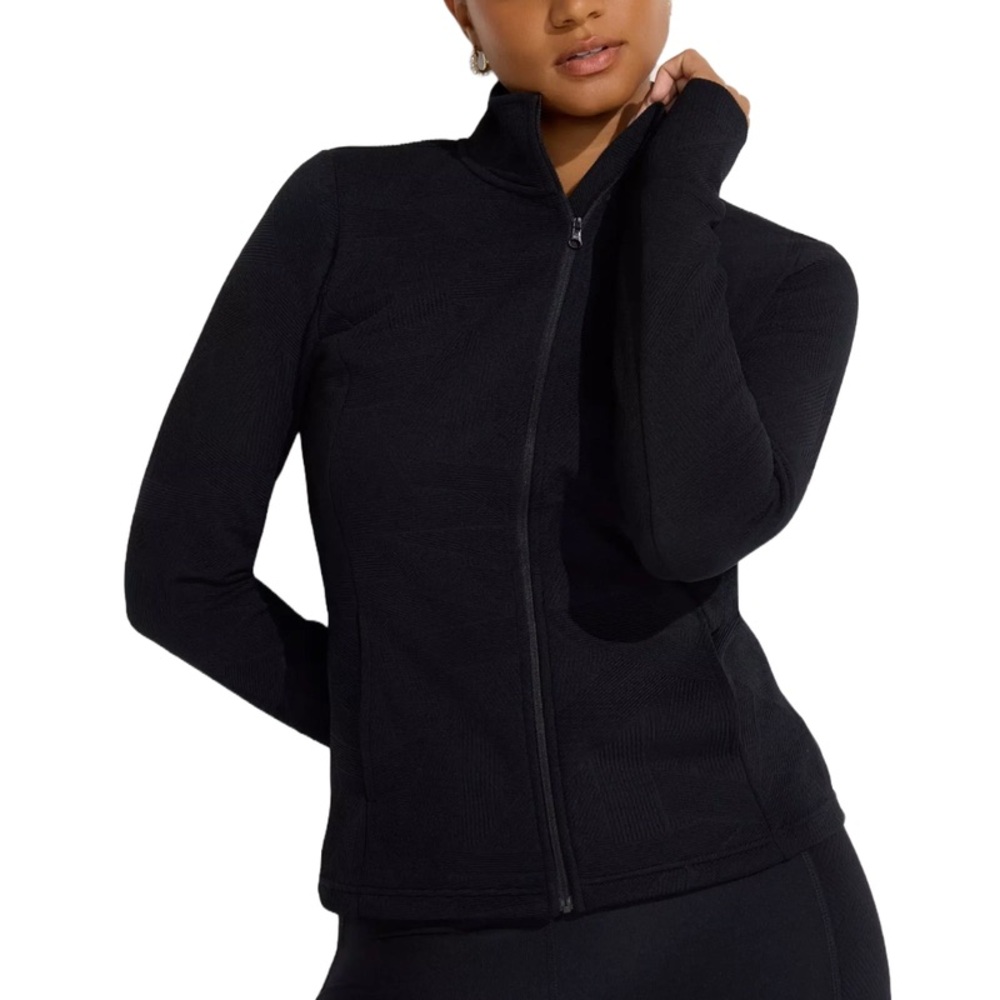 MONDETTA Lightweight Stretchy Knit Women's Black Fitted Athleisure Jacket - Picture 3 of 10